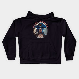 Girl power, blue eyed and blue haired pirate wench Kids Hoodie